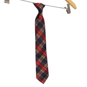 Boys Christmas Plaid Clip On Tie